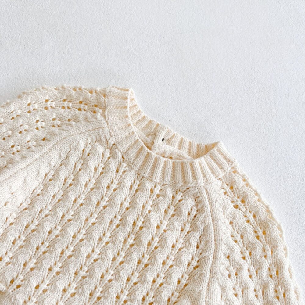 Body in maglia traforata panna con fiocco - immagine 3
