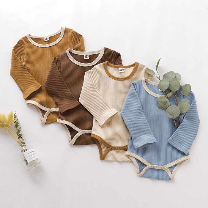 Body pentru bebeluși din bumbac reiat – mânecă lungă